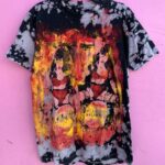 THE CRAMPS POISON IVY HAND MADE PAINTED & SCREENED BLEACHED TIE-DYE TSHIRT