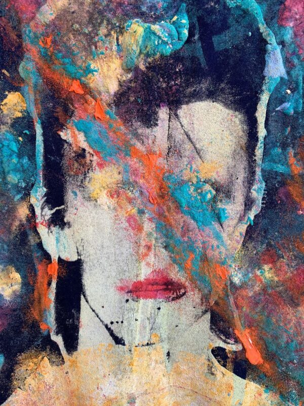 HAND PAINTED DAVID BOWIE SILK SCREEN PRINT DUAL SIDED DESIGN 1980S STRETCH ROMPER