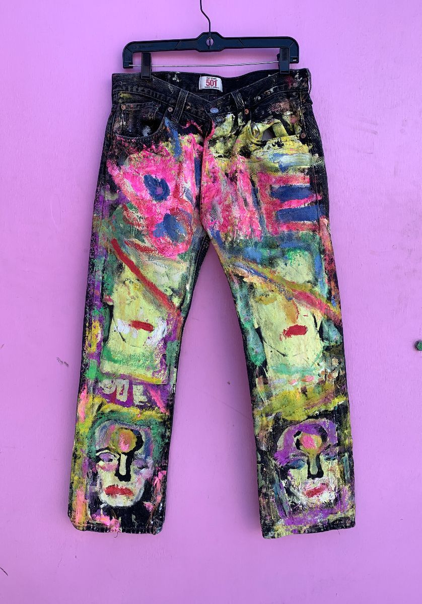 Unreal David Bowie Handmade Custom Silk Screened & Painted Levis 501 Denim  Jeans | Boardwalk Vintage