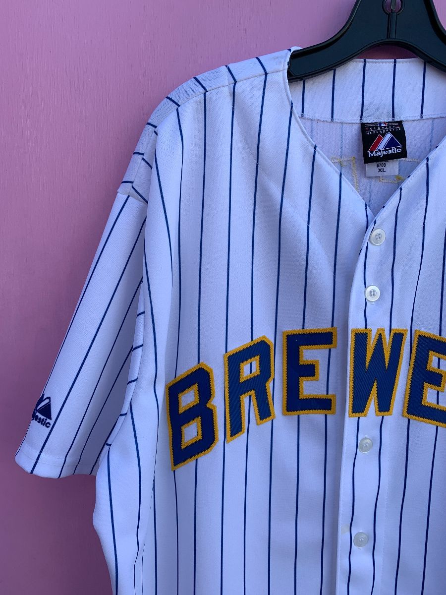 Vintage Milwaukee Brewers Pinstripe Baseball Sweatshirt, Size