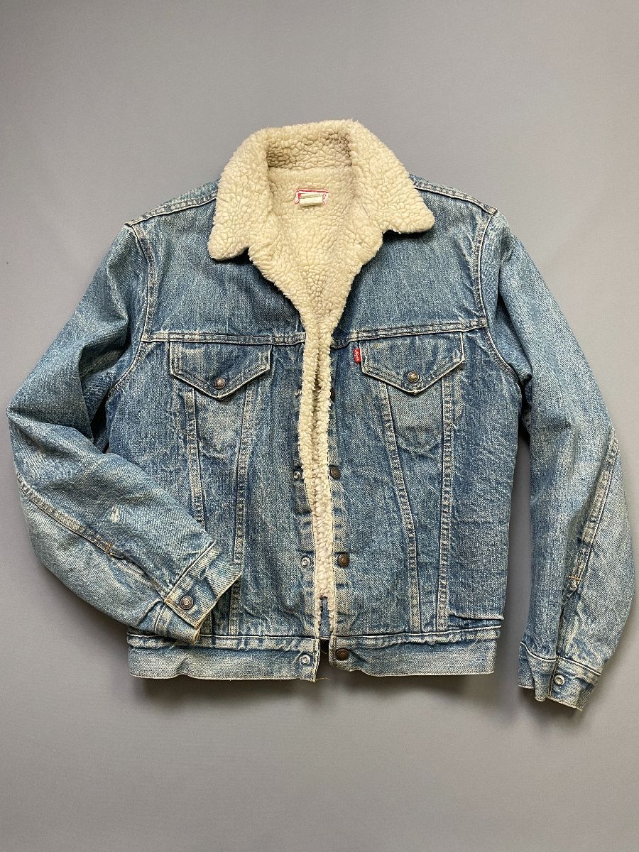 product details: 1970S LEVIS STONE WASH DENIM SHERPA LINED TRUCKER JACKET photo