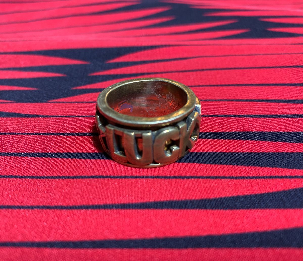 product details: SOLID BRASS LUCKY IN GAME SPINNER RING photo
