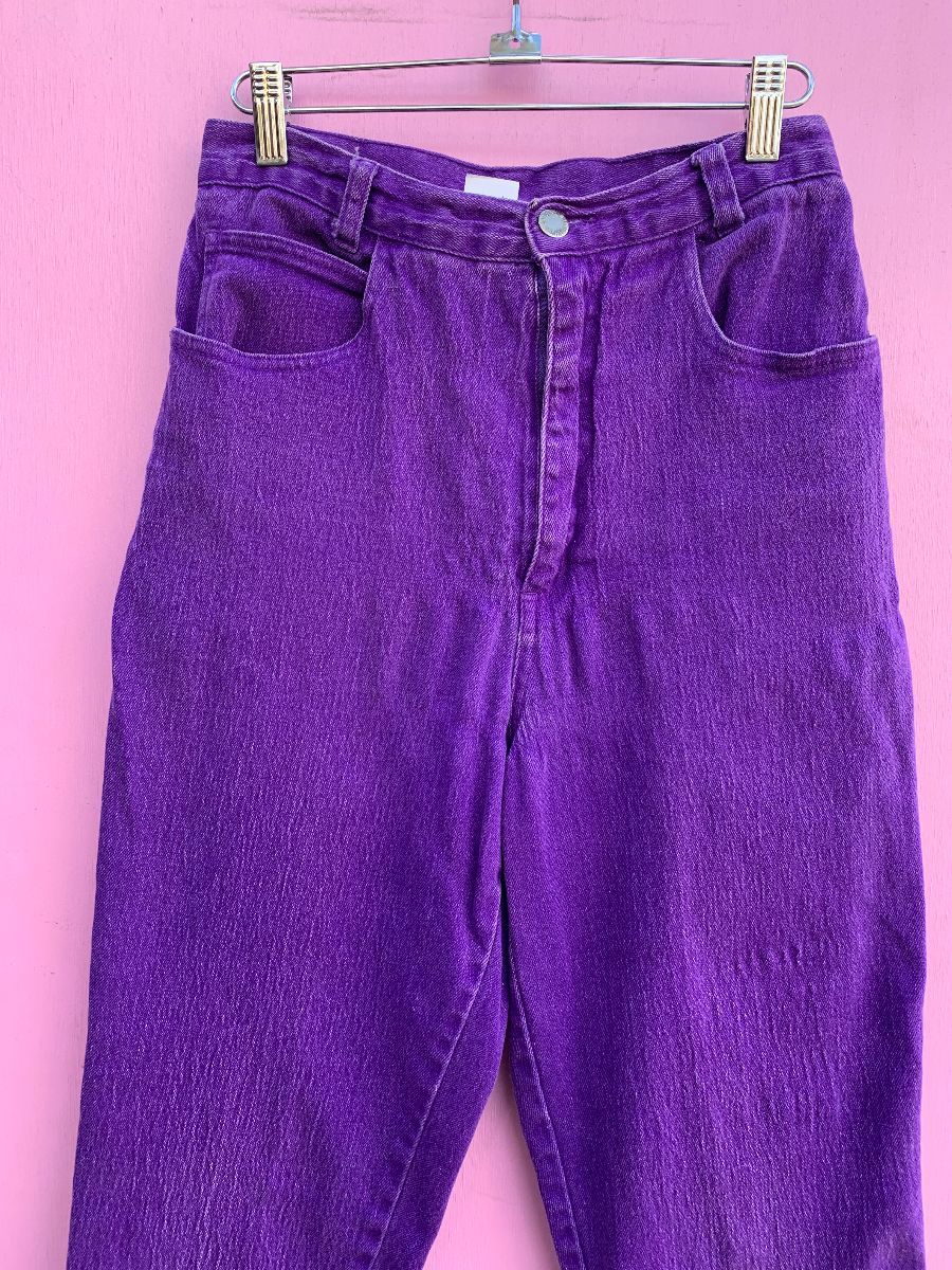 Awesome 1980s Purple High Waisted Straight Leg Denim Stretch Jeans