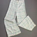1970S WOOL PASTEL HOUNDSTOOTH PRINT SOFT WIDE LEG PANTS