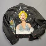 CUSTOM HAND PAINTED ICON MARILYN MONROE LEATHER JACKET SMALL FIT