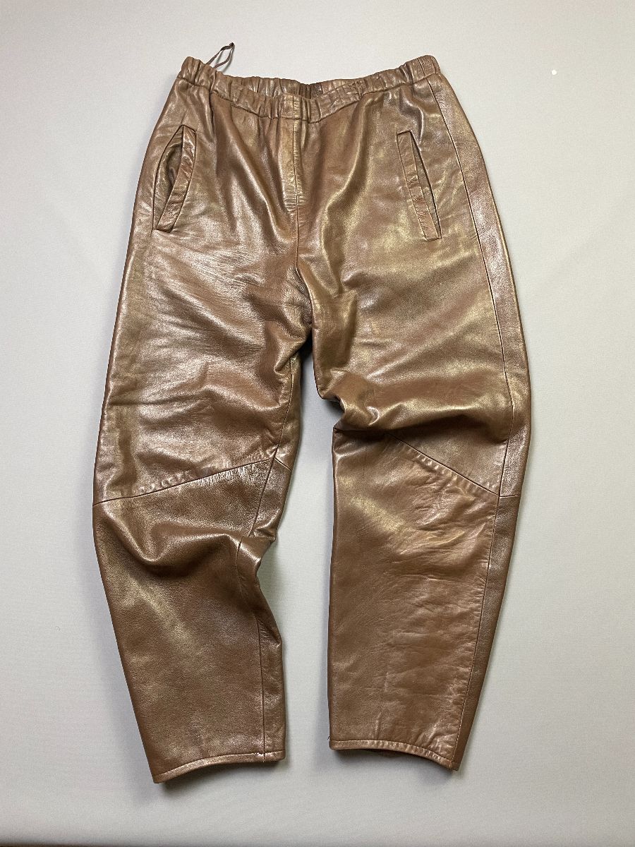 product details: BUTTER SOFT MILK CHOCOLATE LEATHER PANTS ELASTIC WAIST 4-07 photo