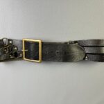 UNIQUE MULTI STRAPPED LEATHER WAIST BELT BRASS SQUARED BUCKLES