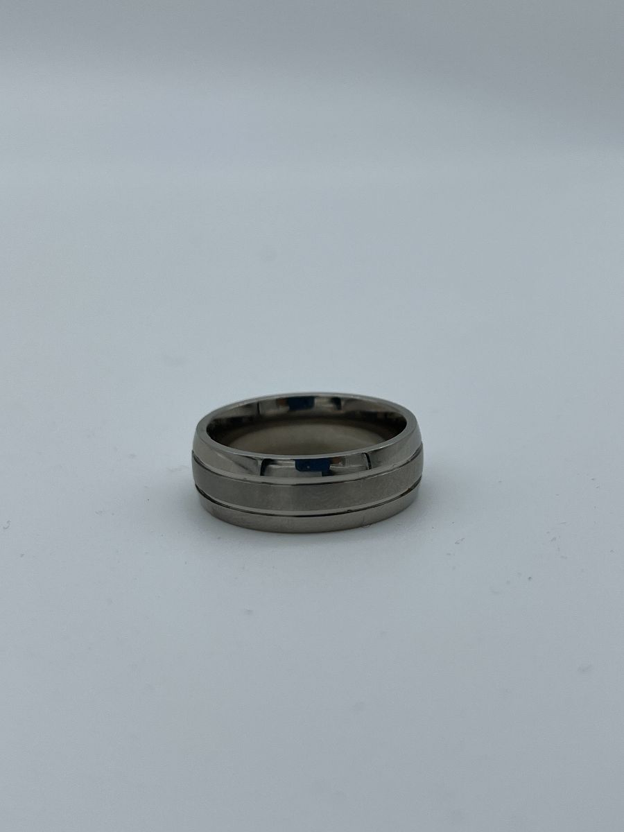 product details: MENS TITANIUM FC SILVER POLISHED RING BAND photo