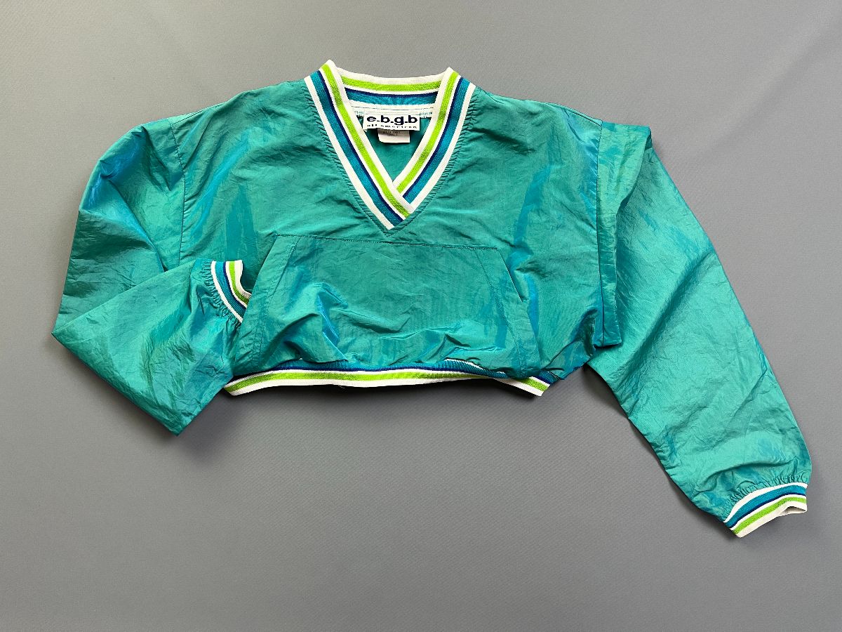 product details: ADORABLE SUPER CROPPED IRIDESCENT PULLOVER WINDBREAKER photo