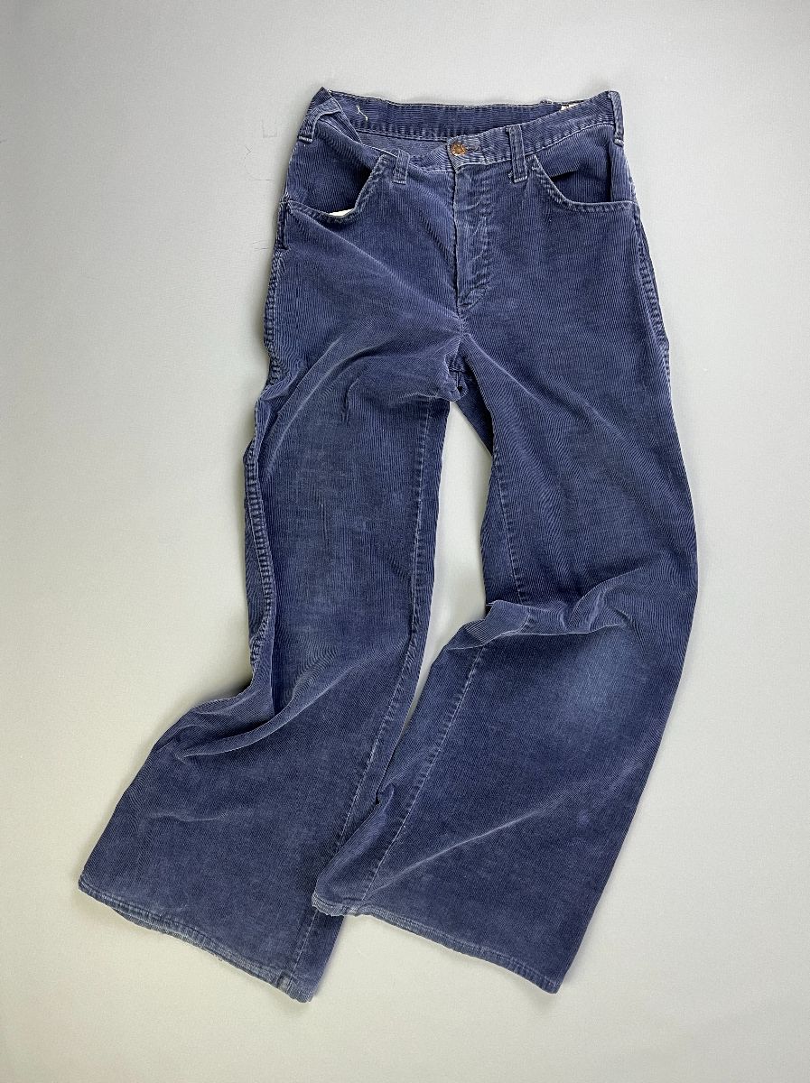 product details: AMAZING 1970S NAVY BLUE FLARED CORDUROY PANTS photo