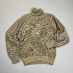1990S CHUNKY KNIT TURTLENECK SWEATER LEATHER APPLIQUE