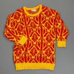 1-36 1980S BRIGHT ABSTRACT PATTERN KNIT SWEATER