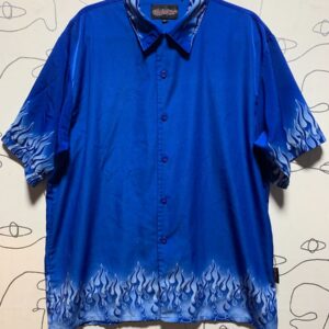 Photo detail:BLUE FLAMES SHORT SLEEVE BUTTON DOWN SHIRT