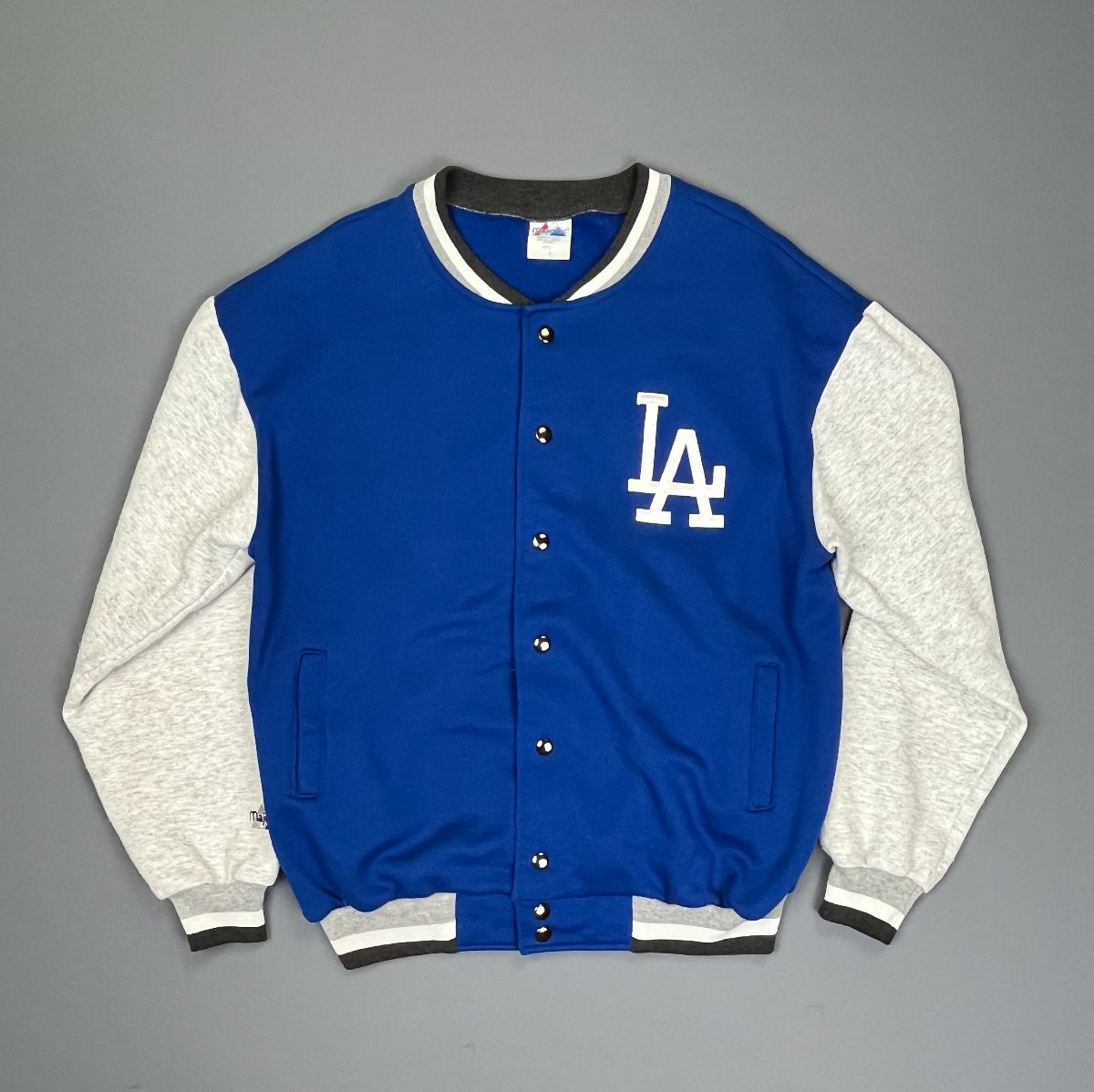 product details: MLB LOS ANGELES DODGERS COTTON BUTTON UP VARSITY JACKET photo