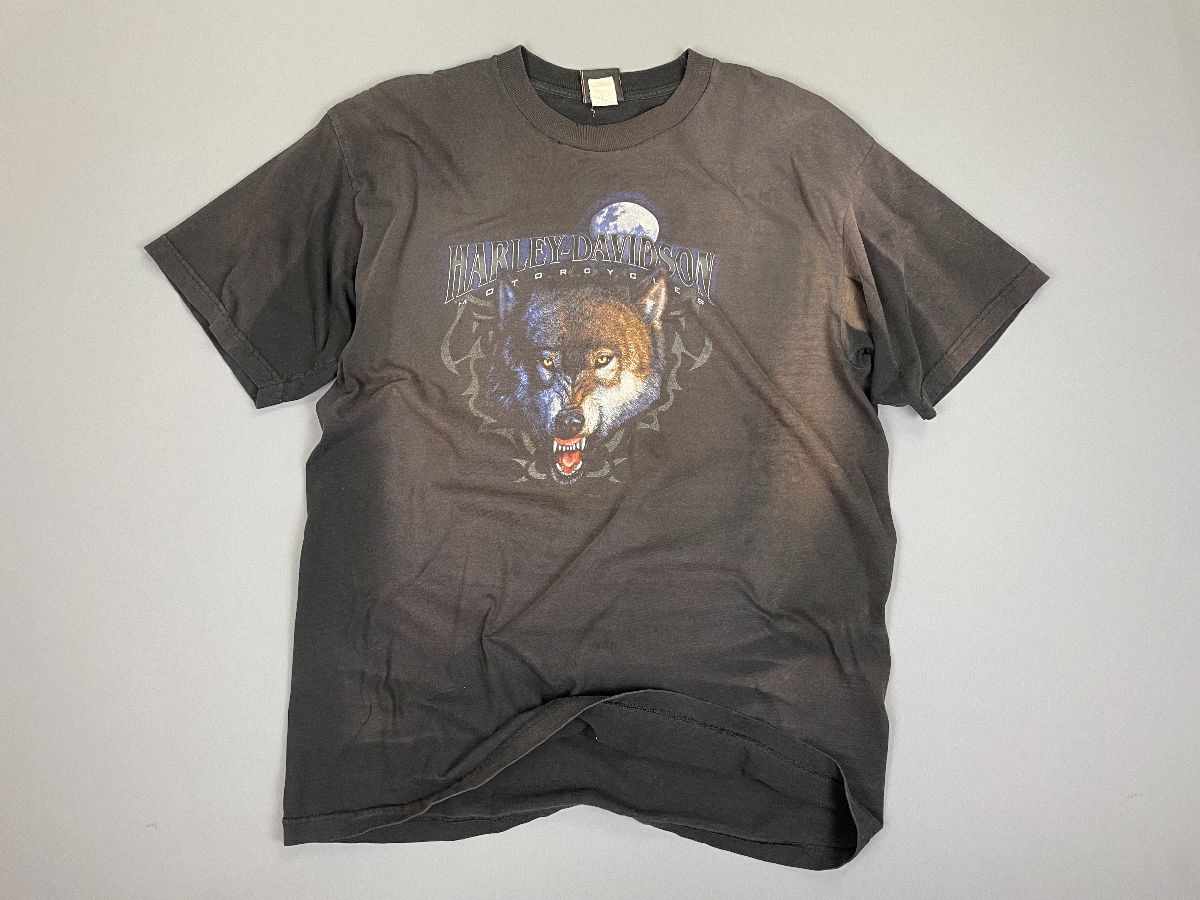 product details: SUN FADED HARLEY DAVIDSON LONE WOLF GRAPHIC T-SHIRT APPLETON WI AS-IS photo