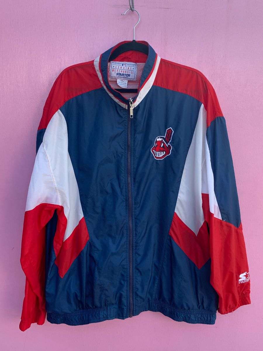 As-is 1990s Color Block Cleveland Indians Color Block Windbreaker ...