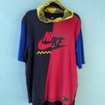 AWESOME  NIKE COLORBLOCK PATCHWORK HOODED T-SHIRT W/ SCREENPRINTED LOGO