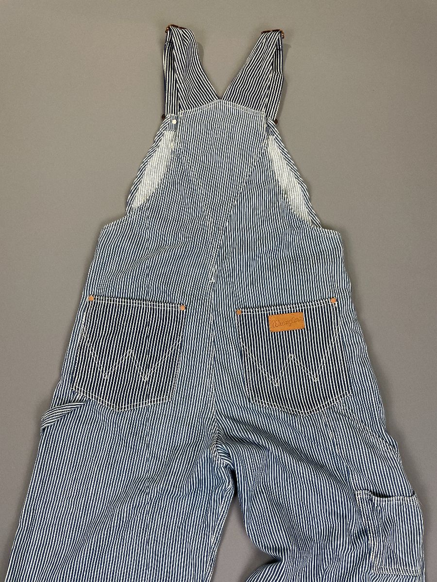 Conductor Pinstriped Seersucket Overalls Small Fit | Boardwalk Vintage