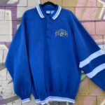 EMBROIDERED LOS ANGELES RAMS STRIPED COLLAR HENLEY SWEATSHIRT
