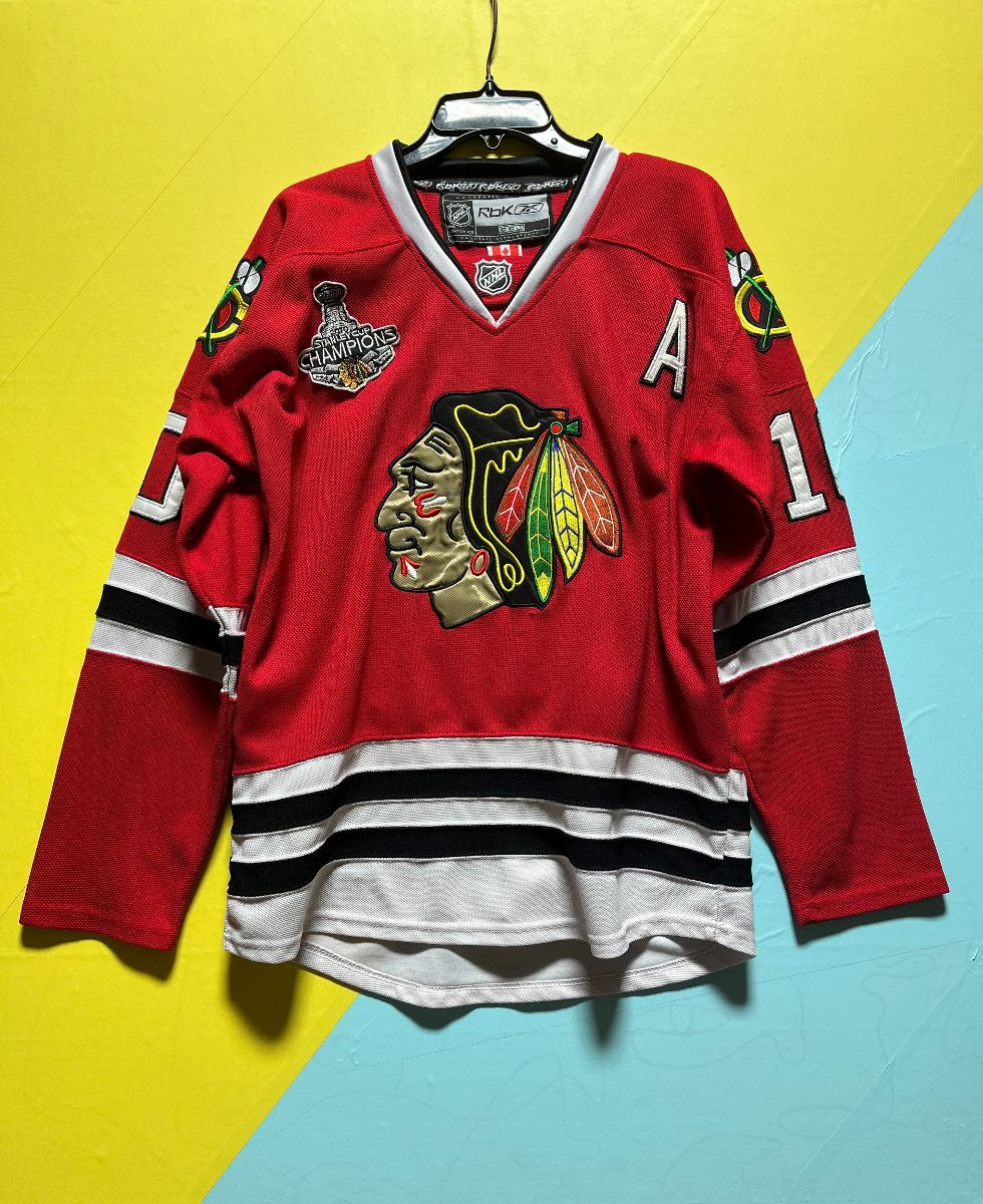 product details: NHL CHICAGO BLACKHAWK #10 SHARP STANLEY CUP HOCKEY JERSEY photo