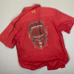 EMBROIDERED MAC TOOLS RED SHORT SLEEVE BUTTON UP MECHANICS STYLE SHIRT