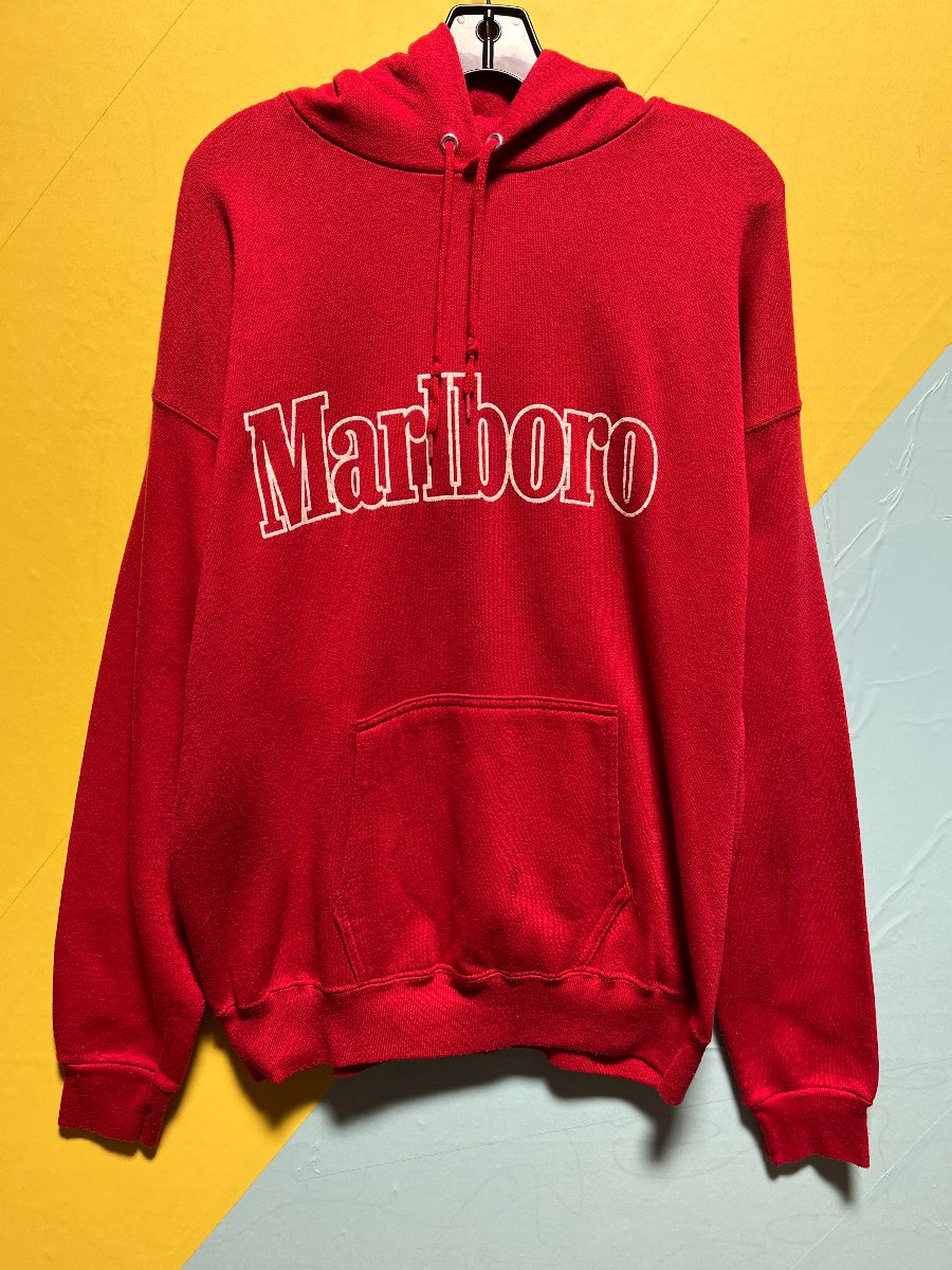 product details: TULTEX AS-IS MARLBORO GRAPHIC PULLOVER HOODED SWEATSHIRT photo