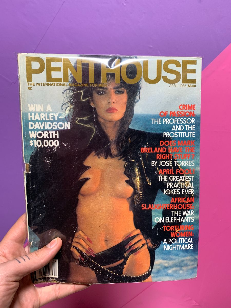 product details: AS -IS PENTHOUSE MAGAZINE | APRIL 1985 | CRIME OF PASSION : THE PROFESSOR AND THE PROSTITUTE. photo