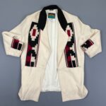 *AS-IS* GORGEOUS! SOUTHWESTERN STYLE WOOL COAT W/ GEOMETRIC TAPESTRY PANELS