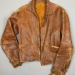 *AS-IS *DISTRESSED 1930S-40S BUCKLE BACK HORSE HIDE LEATHER JACKET SMALL FIT TALON ZIPPER