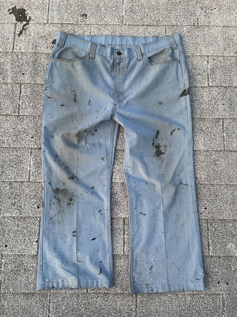 product details: *AS-IS* HEAVILY DISTRESSED LEVIS BIG E 1970S DENIM GRAMPA JEANS photo
