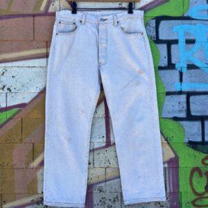 Photo detail:*AS-IS* LEVIS 501 TAN CONTRAST STITCHING DENIM JEANS