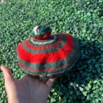 100% WOOL ADORABLE COLORFUL STRIPED BERET HAT WITH POM POM ACCENT