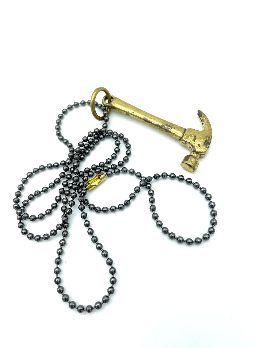 product details: SOLID BRASS REPLICA HEAVY HAMMER PENDANT NECKLACE photo