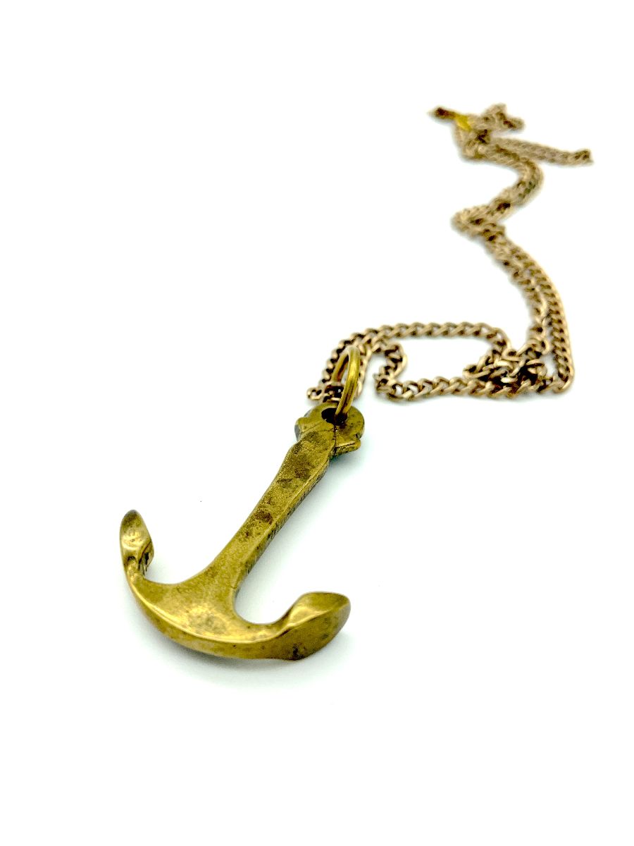 product details: HEAVY ANCHOR SOLID BRASS REPLICA PENDANT NECKLACE photo