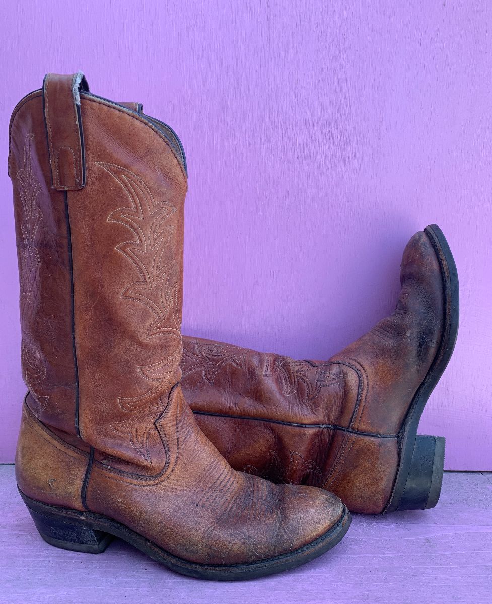 product details: CLASSIC DISTRESSED GENUINE LEATHER COWBOY BOOTS photo