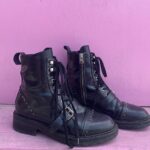 *SOLD *AS-IS* LEATHER BOOTS WITH BELT AND SIDE ZIPPER