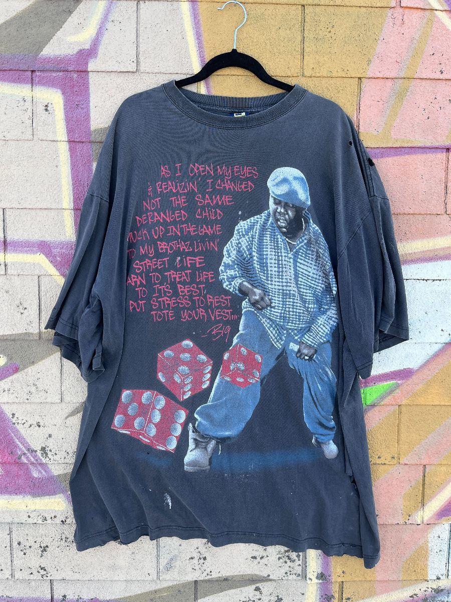 product details: AS-IS FADED OVERSIZED NOTORIOUS BIG DICE GRAPHIC RAP T-SHIRT photo