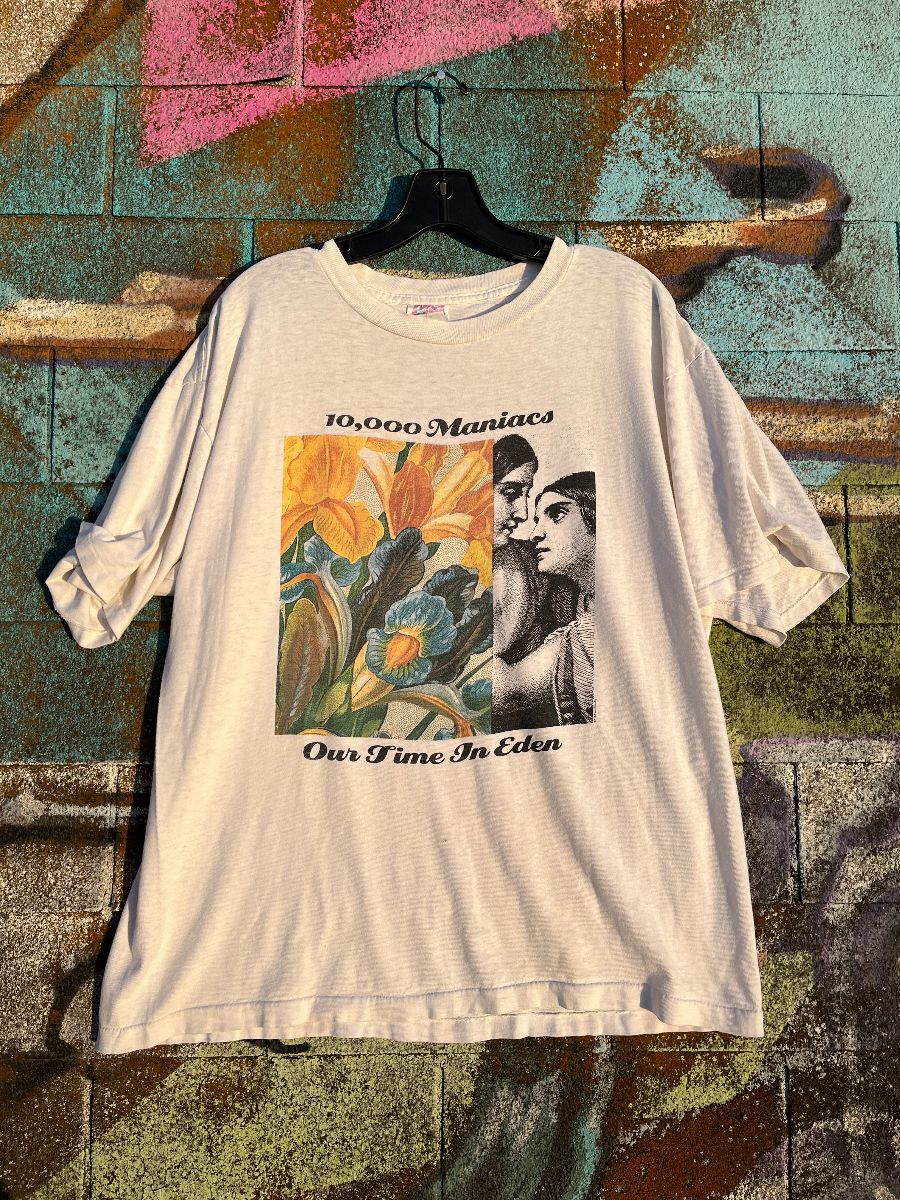 product details: RARE 1990S 10,000 MANIACS OUR TIME IN EDEN GRAPHIC SINGLE STITCH T-SHIRT photo
