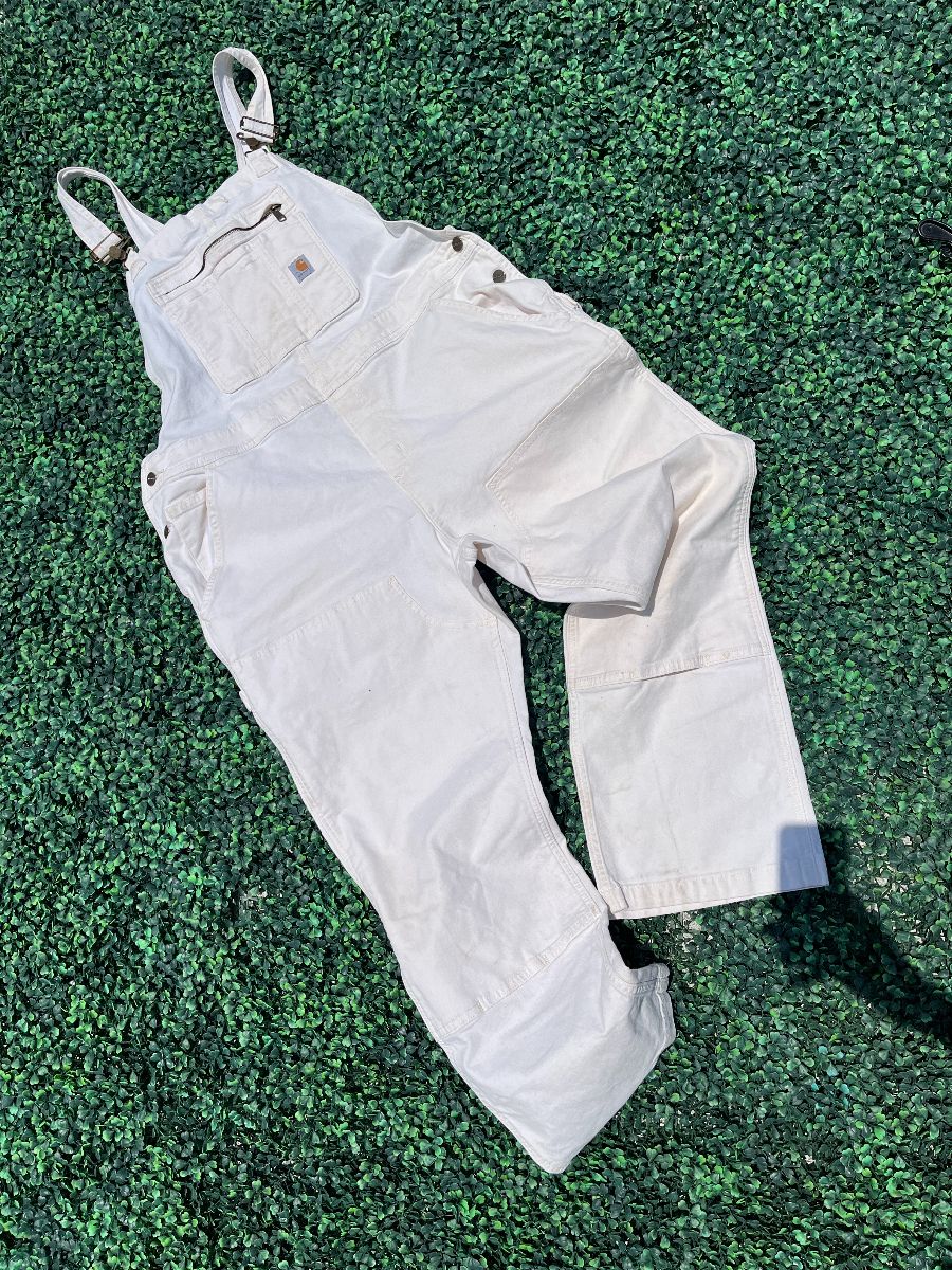 product details: CARHARTT LOOSE FIT DOUBLE KNEE OFF WHITE OVERALLS photo