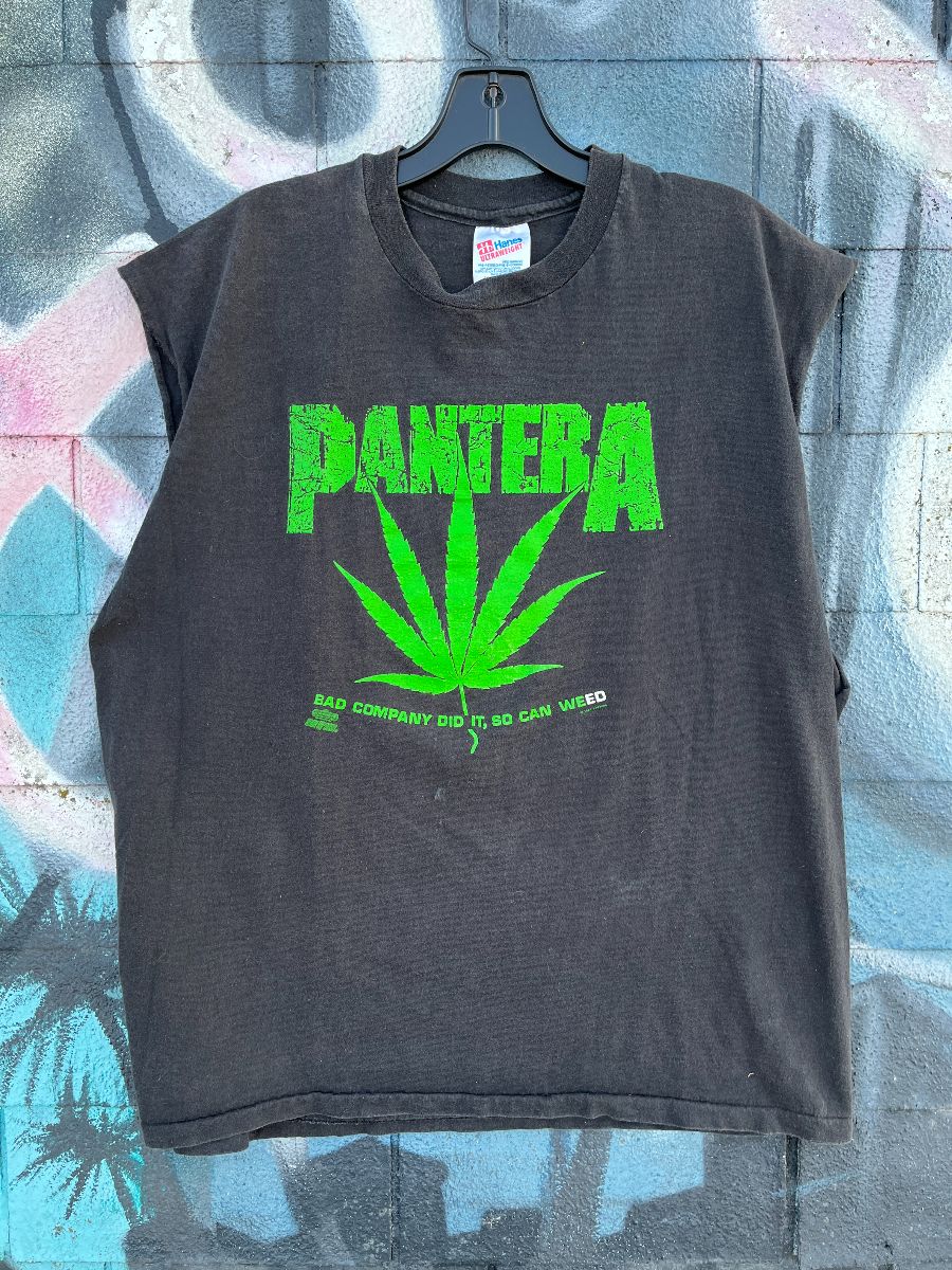 product details: PANTERA WEED BAD COMPANY DID IT SO CAN WEED GRAPHIC SLEEVELESS T-SHIRT photo