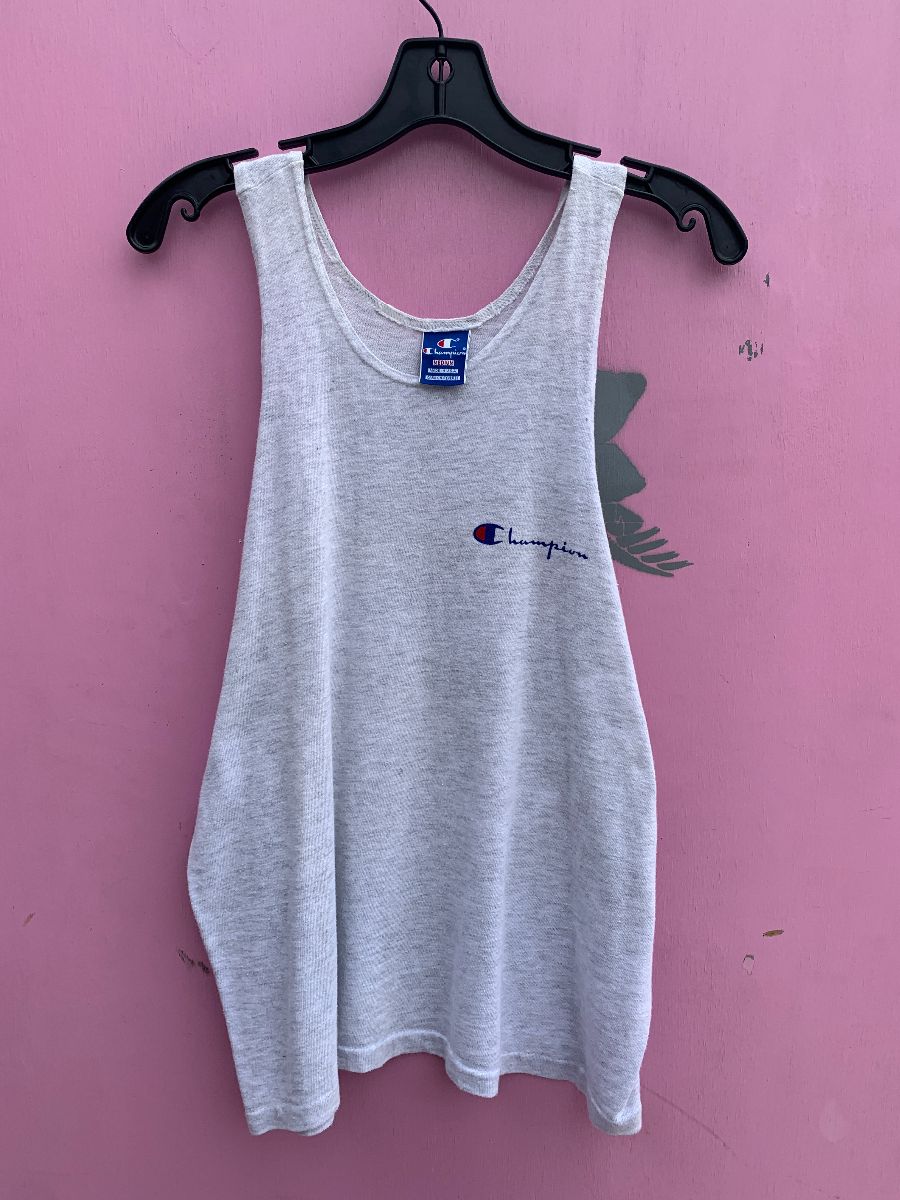 product details: 1990S COTTON & RAYON EMBROIDERED CHAMPION HEATHER GRAY TANK TOP photo