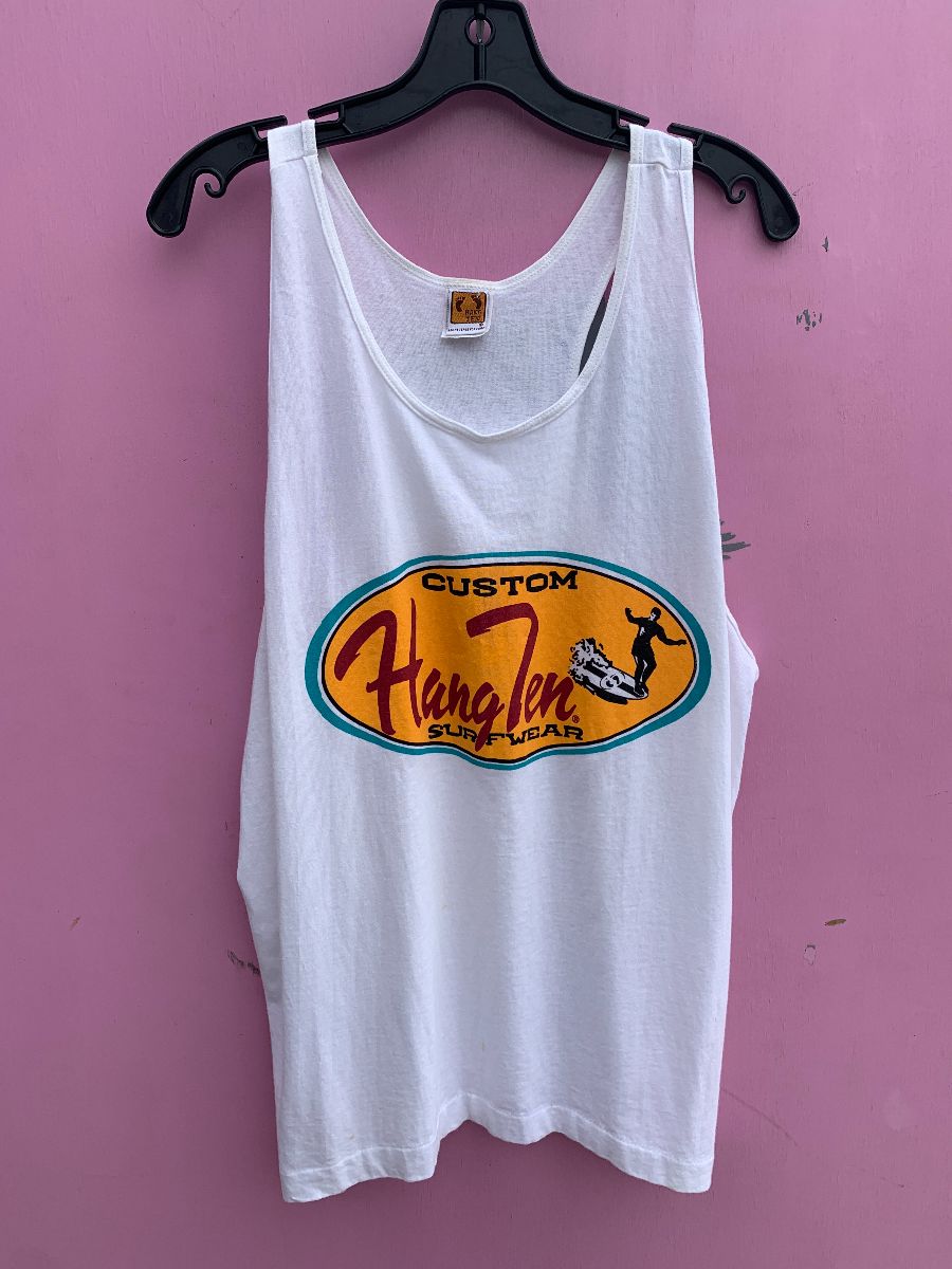 HANG TEN AWESOME HANG TEN SURF WEAR TANK TOP in WHITE