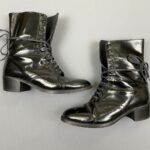 GORGEOUS! PATENT LEATHER LACEUP COMBAT BOOTS CHUNKY HEEL MADE IN SPAIN
