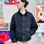AS-IS OVERDYED CARHARTT CHORE JACKET W/ CORDUROY COLLAR AND SATIN LINING