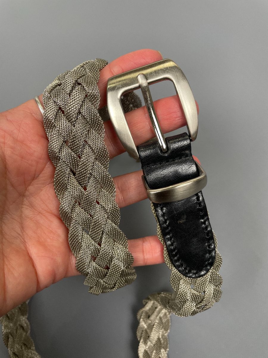 product details: AWESOME BRAIDED METAL MESH & LEATHER BELT photo