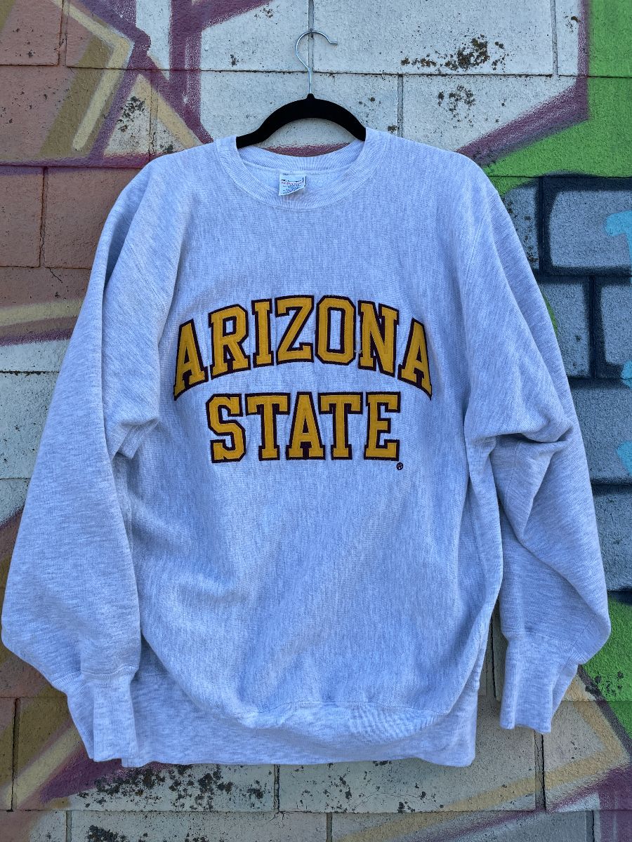 product details: *AS-IS* CHAMPION ARIZONA STATE SUN DEVILS REVERSE WEAVE STITCHED LETTERS PULLOVER SWEATSHIRT photo