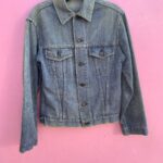 AS-IS RETRO 1970S FADED & WASHED BLUE DENIM TRUCKER JACKET SNAP BUTTONS