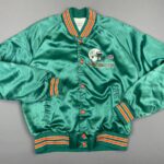 CLASSIC MIAMI DOLPHINS SNAP BUTTON SATIN JACKET SCREEN PRINTED BACK LOGO