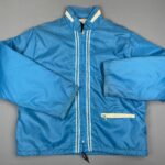 *AS-IS* 1970S FUZZY SHERPA LINED NYLON RACING JACKET FRONT PIPED STRIPES