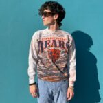 AS-IS CHICAGO BEARS ALLOVER PRINT PULLOVER SWEATSHIRT *SMALL FIT